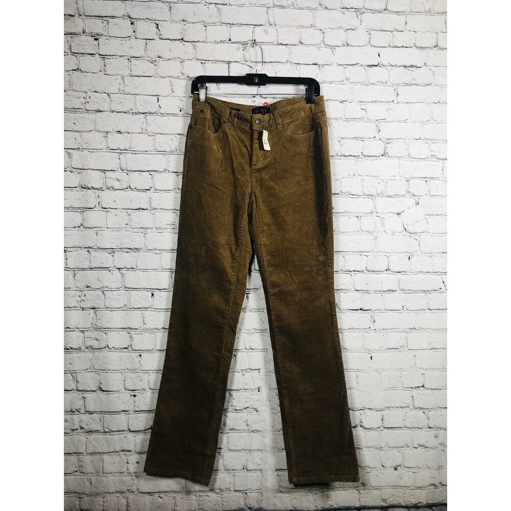 Talbots Women's Corduroy Pants Curvy Straight Leg Stretch Tan Brown Size 6 NWT